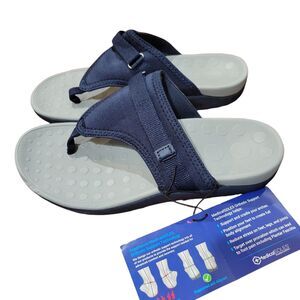 Women Navy Blue Orthotic Thong Sandals